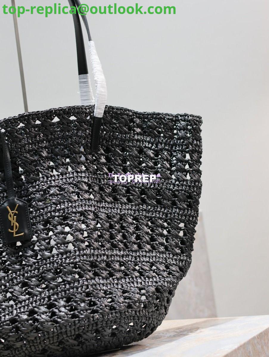 Replica YSL Saint Laurent Panier Medium Bag In Raffia 761457 Black 3 Replica YSL Saint Laurent Panier Medium Bag In Raffia 761457 Black 3