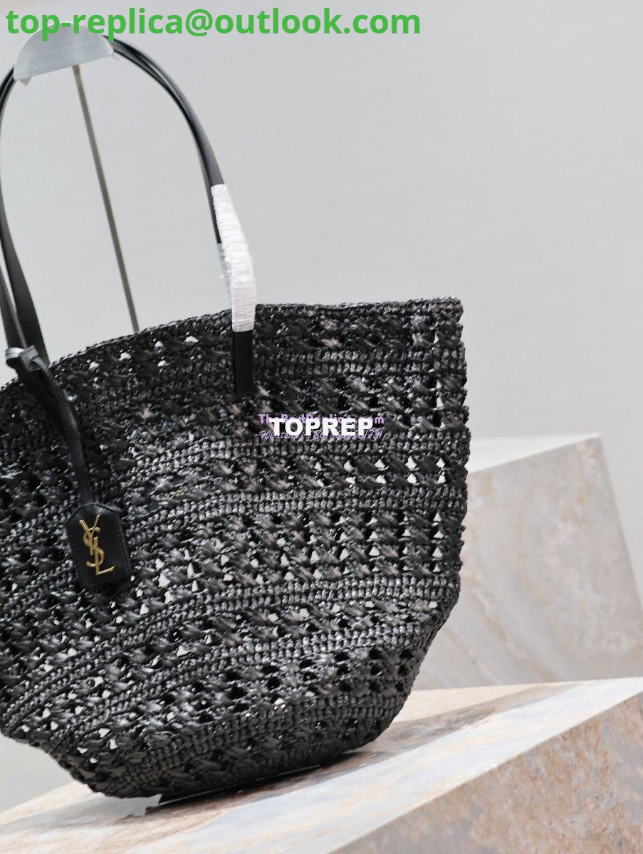 Replica YSL Saint Laurent Panier Medium Bag In Raffia 761457 Black 5 Replica YSL Saint Laurent Panier Medium Bag In Raffia 761457 Black 5