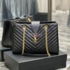 Replica YSL Saint Laurent Classic Chevron Quilted Monogram Shopping Bag in Grained Calfskin 668900 White 17