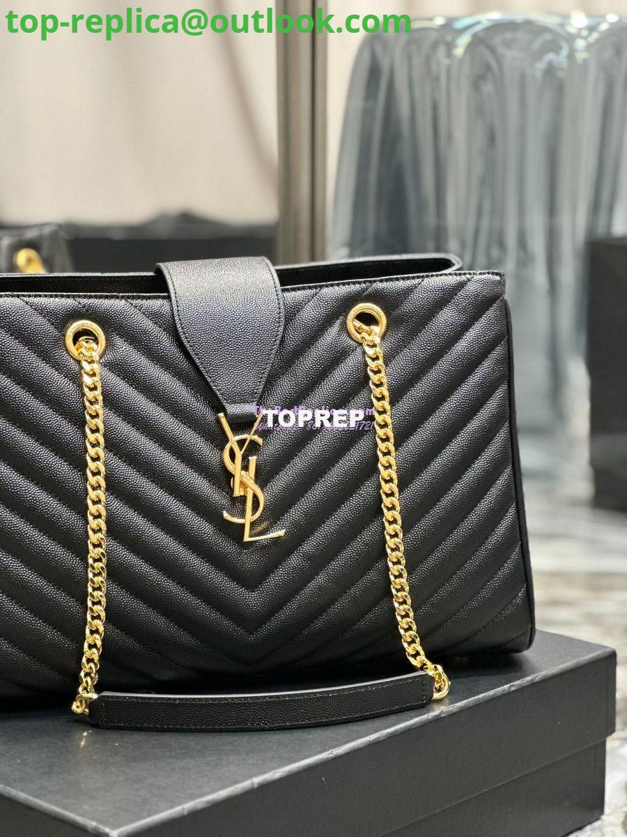 Replica YSL Saint Laurent Classic Chevron Quilted Monogram Shopping Bag in Grained Calfskin 668900 Black 7 Replica YSL Saint Laurent Classic Chevron Quilted Monogram Shopping Bag in Grained Calfskin 668900 Black 7