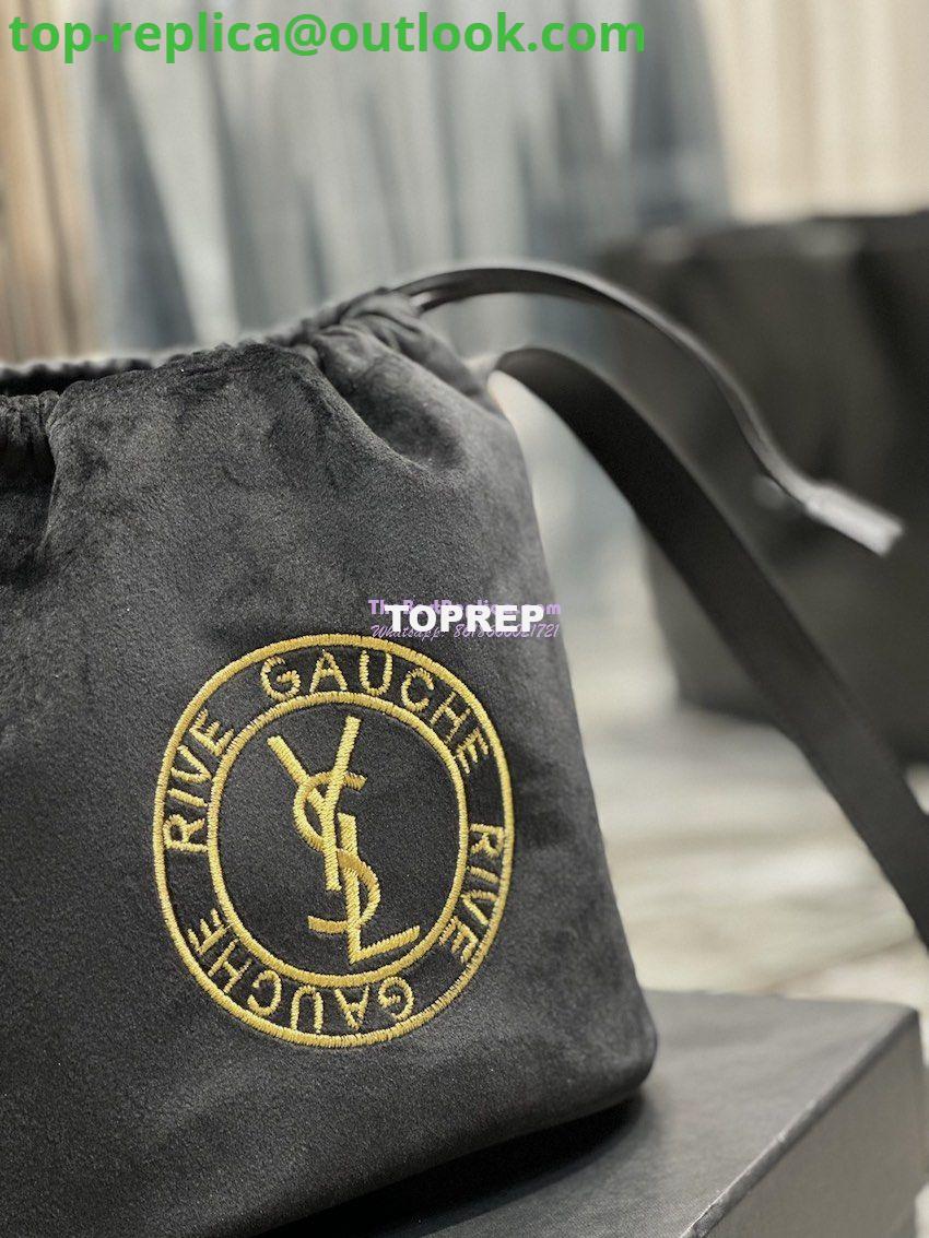 Replica YSL Saint Laurent Rive Gauche Embroidered Felt And Smooth Leather Lace-up Bucket Bag 710261 5 Replica YSL Saint Laurent Rive Gauche Embroidered Felt And Smooth Leather Lace-up Bucket Bag 710261 5
