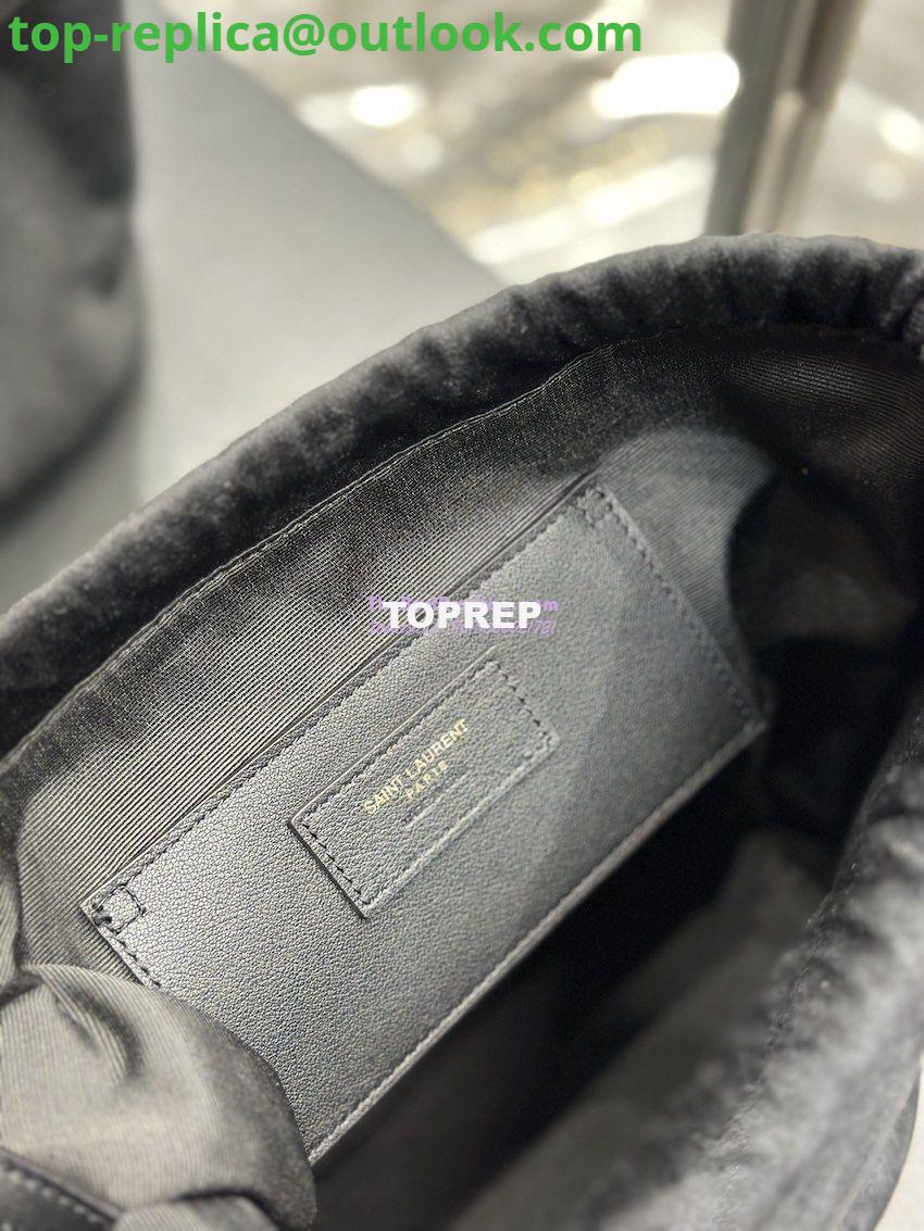 Replica YSL Saint Laurent Rive Gauche Embroidered Felt And Smooth Leather Lace-up Bucket Bag 710261 10 Replica YSL Saint Laurent Rive Gauche Embroidered Felt And Smooth Leather Lace-up Bucket Bag 710261 10