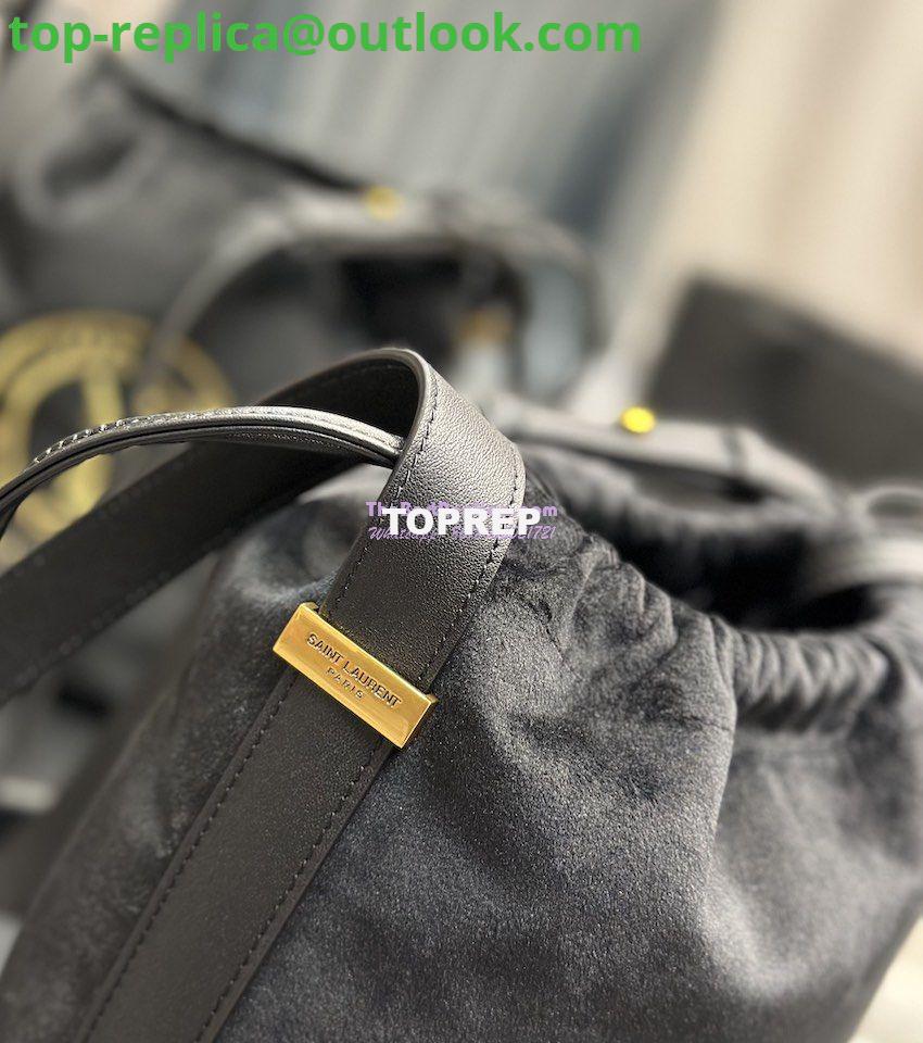 Replica YSL Saint Laurent Rive Gauche Embroidered Felt And Smooth Leather Lace-up Bucket Bag 710261 11 Replica YSL Saint Laurent Rive Gauche Embroidered Felt And Smooth Leather Lace-up Bucket Bag 710261 11