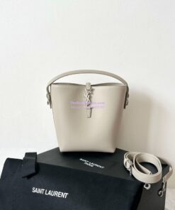 Replica YSL Saint Laurent Small Le 37 in Shiny Leather 7490362 Seasalt Silver Hardware