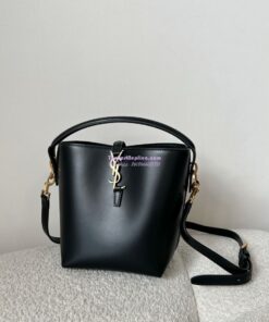 Replica YSL Saint Laurent Small Le 37 in Shiny Leather 7490362 Black 2