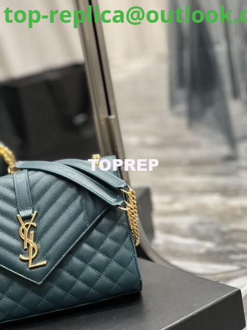 Replica YSL Saint Laurent Medium Envelope Bag In Mix Matelassé Grain De Poudre Embossed Leather 487206 Turquoise 5