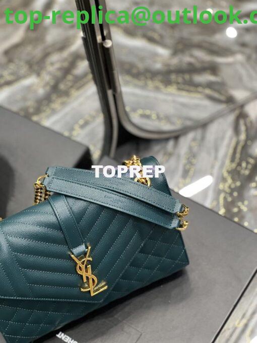 Replica YSL Saint Laurent Medium Envelope Bag In Mix Matelassé Grain De Poudre Embossed Leather 487206 Turquoise 7