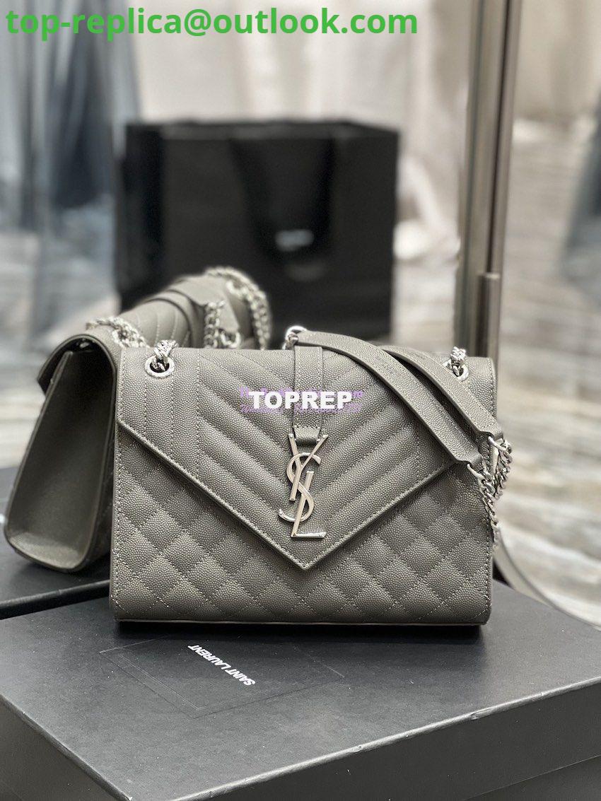 Replica YSL Saint Laurent Medium Envelope Bag In Mix Matelassé Grain De Poudre Embossed Leather 487206 Grey in Silver Hardware Replica YSL Saint Laurent Medium Envelope Bag In Mix Matelassé Grain De Poudre Embossed Leather 487206 Grey in Silver Hardware