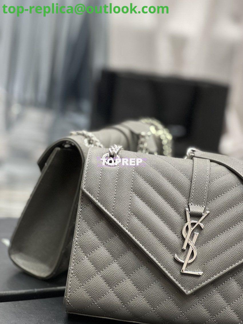 Replica YSL Saint Laurent Medium Envelope Bag In Mix Matelassé Grain De Poudre Embossed Leather 487206 Grey in Silver Hardware 3 Replica YSL Saint Laurent Medium Envelope Bag In Mix Matelassé Grain De Poudre Embossed Leather 487206 Grey in Silver Hardware 3