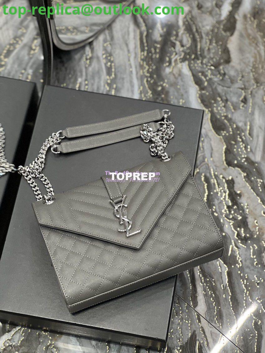 Replica YSL Saint Laurent Medium Envelope Bag In Mix Matelassé Grain De Poudre Embossed Leather 487206 Grey in Silver Hardware 4 Replica YSL Saint Laurent Medium Envelope Bag In Mix Matelassé Grain De Poudre Embossed Leather 487206 Grey in Silver Hardware 4