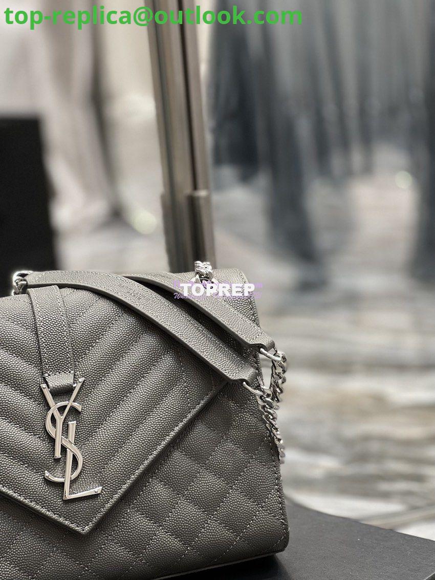 Replica YSL Saint Laurent Medium Envelope Bag In Mix Matelassé Grain De Poudre Embossed Leather 487206 Grey in Silver Hardware 5 Replica YSL Saint Laurent Medium Envelope Bag In Mix Matelassé Grain De Poudre Embossed Leather 487206 Grey in Silver Hardware 5