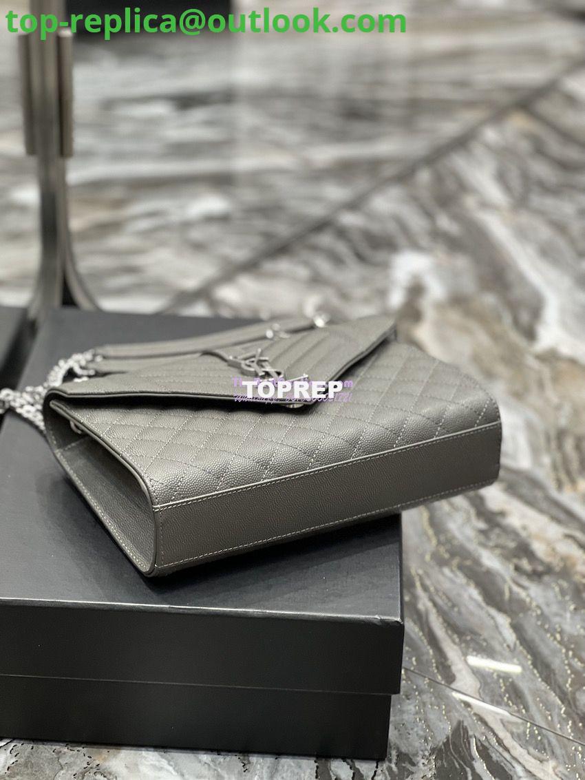 Replica YSL Saint Laurent Medium Envelope Bag In Mix Matelassé Grain De Poudre Embossed Leather 487206 Grey in Silver Hardware 12 Replica YSL Saint Laurent Medium Envelope Bag In Mix Matelassé Grain De Poudre Embossed Leather 487206 Grey in Silver Hardware 12