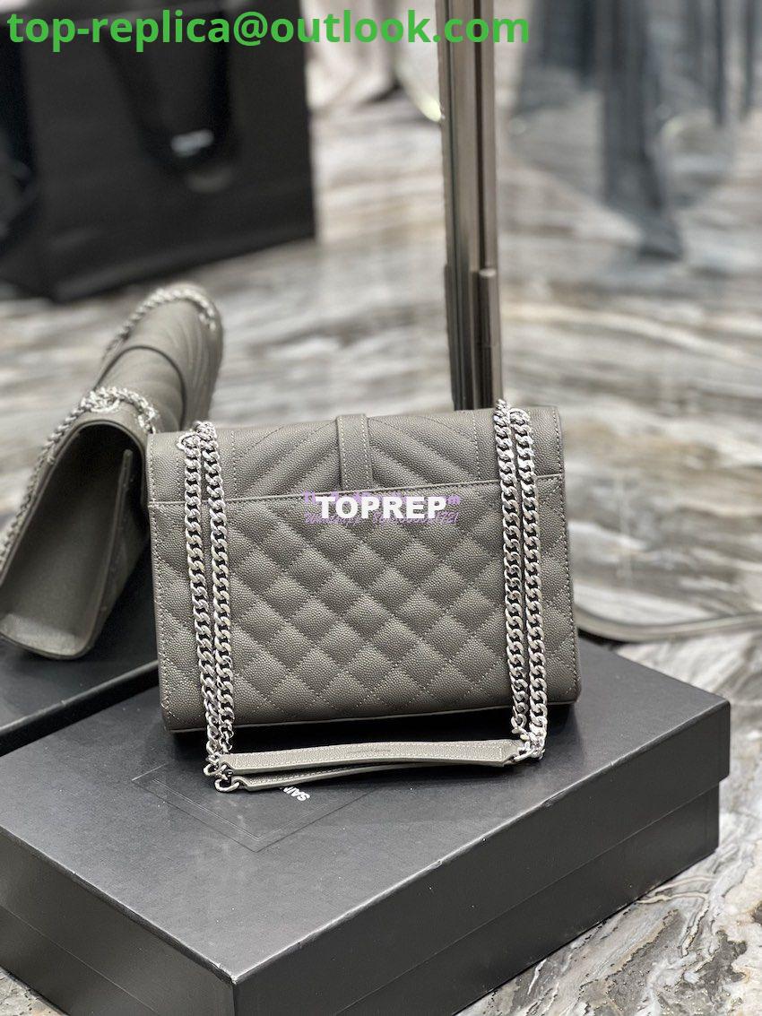 Replica YSL Saint Laurent Medium Envelope Bag In Mix Matelassé Grain De Poudre Embossed Leather 487206 Grey in Silver Hardware 13 Replica YSL Saint Laurent Medium Envelope Bag In Mix Matelassé Grain De Poudre Embossed Leather 487206 Grey in Silver Hardware 13