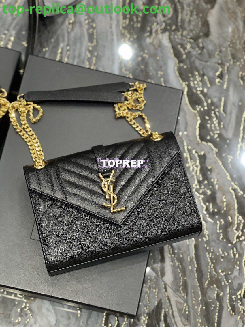 Replica YSL Saint Laurent Medium Envelope Bag In Mix Matelassé Grain De Poudre Embossed Leather 487206 Black in Gold Hardware 3 Replica YSL Saint Laurent Medium Envelope Bag In Mix Matelassé Grain De Poudre Embossed Leather 487206 Black in Gold Hardware 3