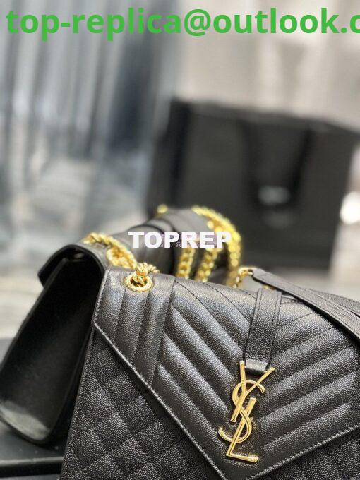 Replica YSL Saint Laurent Medium Envelope Bag In Mix Matelassé Grain De Poudre Embossed Leather 487206 Black in Gold Hardware 5