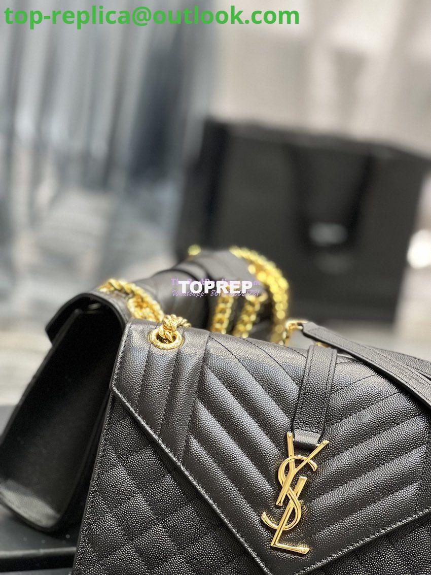 Replica YSL Saint Laurent Medium Envelope Bag In Mix Matelassé Grain De Poudre Embossed Leather 487206 Black in Gold Hardware 5 Replica YSL Saint Laurent Medium Envelope Bag In Mix Matelassé Grain De Poudre Embossed Leather 487206 Black in Gold Hardware 5