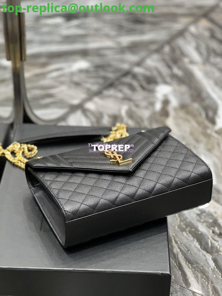Replica YSL Saint Laurent Medium Envelope Bag In Mix Matelassé Grain De Poudre Embossed Leather 487206 Black in Gold Hardware 9 Replica YSL Saint Laurent Medium Envelope Bag In Mix Matelassé Grain De Poudre Embossed Leather 487206 Black in Gold Hardware 9