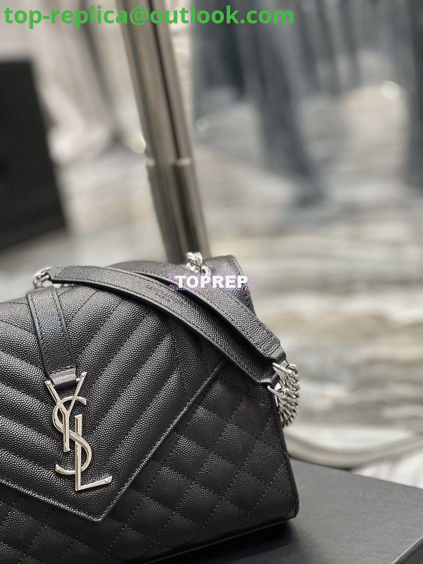 Replica YSL Saint Laurent Medium Envelope Bag In Mix Matelassé Grain De Poudre Embossed Leather 487206 Black in Silver Hardware 3 Replica YSL Saint Laurent Medium Envelope Bag In Mix Matelassé Grain De Poudre Embossed Leather 487206 Black in Silver Hardware 3