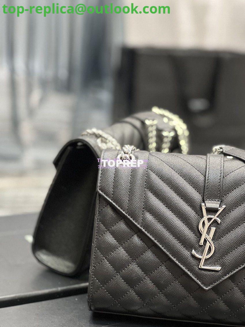 Replica YSL Saint Laurent Medium Envelope Bag In Mix Matelassé Grain De Poudre Embossed Leather 487206 Black in Silver Hardware 4 Replica YSL Saint Laurent Medium Envelope Bag In Mix Matelassé Grain De Poudre Embossed Leather 487206 Black in Silver Hardware 4