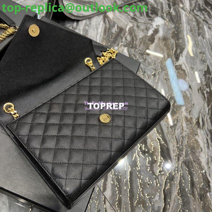 Replica YSL Saint Laurent Medium Envelope Bag In Mix Matelassé Grain De Poudre Embossed Leather 487206 Black in Gold Hardware 11 Replica YSL Saint Laurent Medium Envelope Bag In Mix Matelassé Grain De Poudre Embossed Leather 487206 Black in Gold Hardware 11