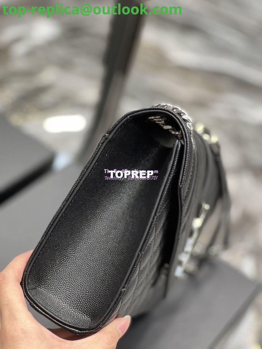 Replica YSL Saint Laurent Medium Envelope Bag In Mix Matelassé Grain De Poudre Embossed Leather 487206 Black in Silver Hardware 6 Replica YSL Saint Laurent Medium Envelope Bag In Mix Matelassé Grain De Poudre Embossed Leather 487206 Black in Silver Hardware 6