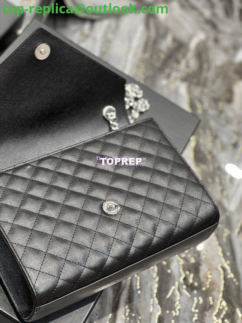 Replica YSL Saint Laurent Medium Envelope Bag In Mix Matelassé Grain De Poudre Embossed Leather 487206 Black in Silver Hardware 8 Replica YSL Saint Laurent Medium Envelope Bag In Mix Matelassé Grain De Poudre Embossed Leather 487206 Black in Silver Hardware 8