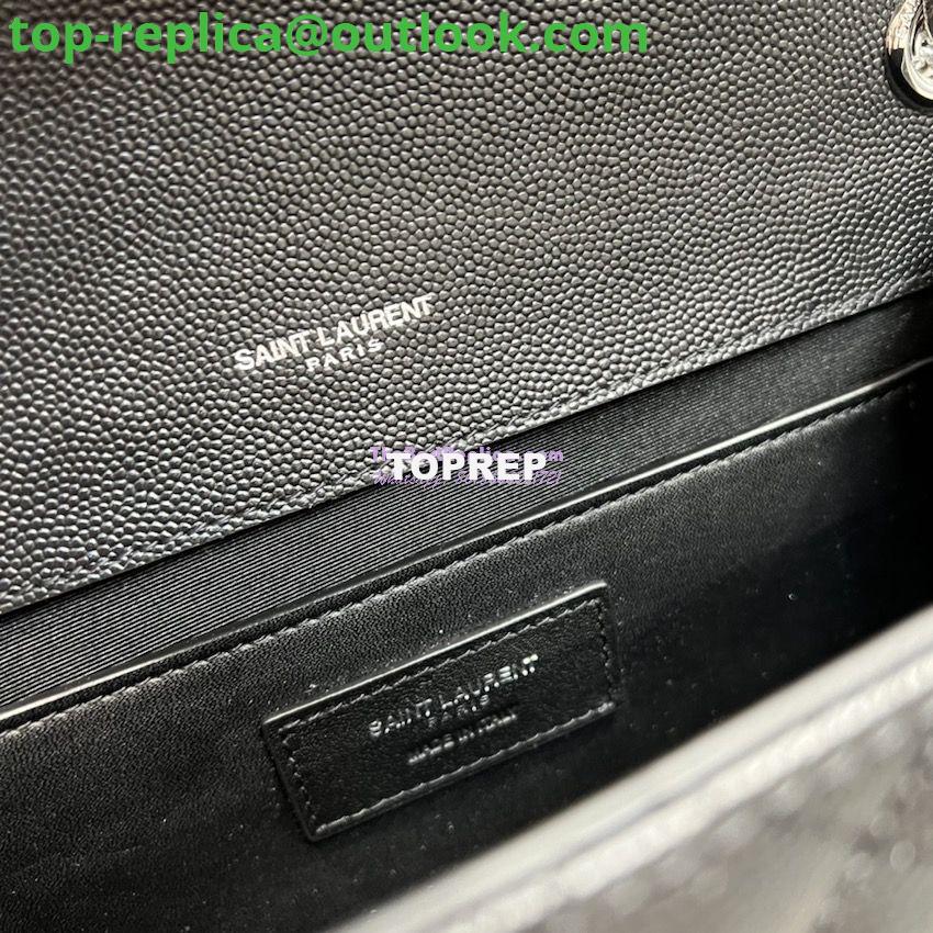 Replica YSL Saint Laurent Medium Envelope Bag In Mix Matelassé Grain De Poudre Embossed Leather 487206 Black in Silver Hardware 10 Replica YSL Saint Laurent Medium Envelope Bag In Mix Matelassé Grain De Poudre Embossed Leather 487206 Black in Silver Hardware 10