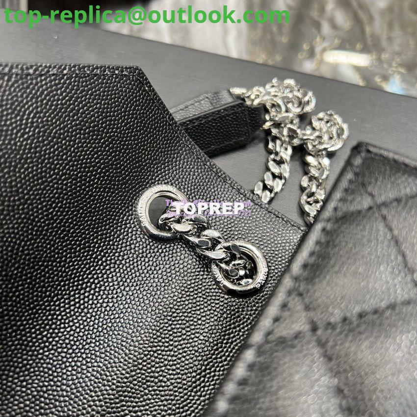 Replica YSL Saint Laurent Medium Envelope Bag In Mix Matelassé Grain De Poudre Embossed Leather 487206 Black in Silver Hardware 11 Replica YSL Saint Laurent Medium Envelope Bag In Mix Matelassé Grain De Poudre Embossed Leather 487206 Black in Silver Hardware 11