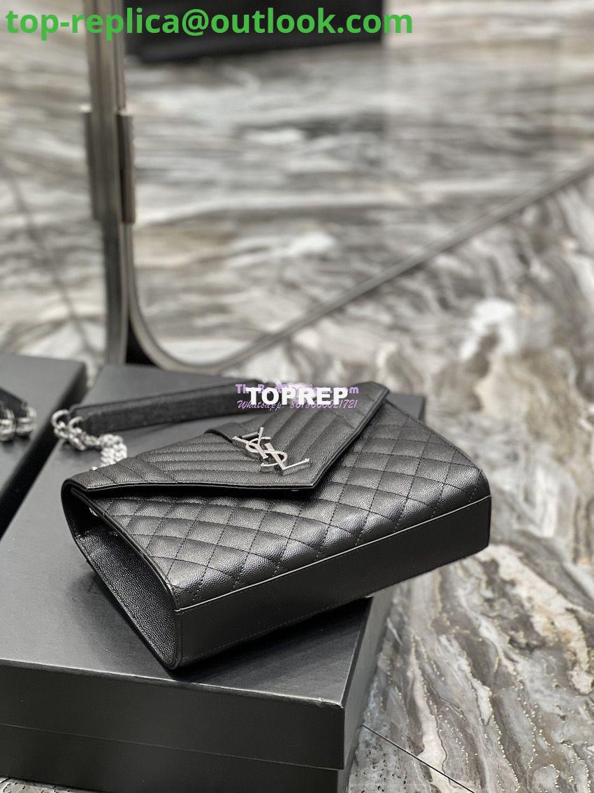 Replica YSL Saint Laurent Medium Envelope Bag In Mix Matelassé Grain De Poudre Embossed Leather 487206 Black in Silver Hardware 13 Replica YSL Saint Laurent Medium Envelope Bag In Mix Matelassé Grain De Poudre Embossed Leather 487206 Black in Silver Hardware 13