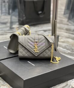 Replica Ysl Envelope Small Bag In Mix Matelasse Grain De Poudre Embossed Leather 526286 Grey 2