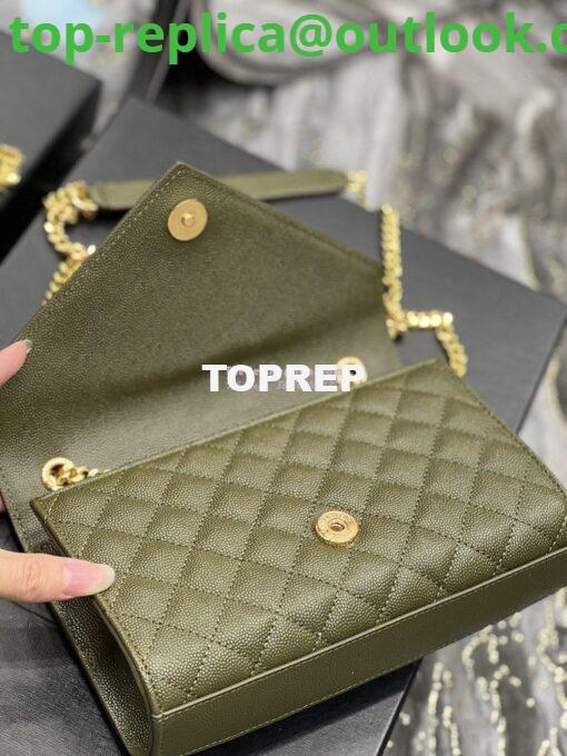 Replica Ysl Envelope Small Bag In Mix Matelasse Grain De Poudre Embossed Leather 526286 Olive Green 9