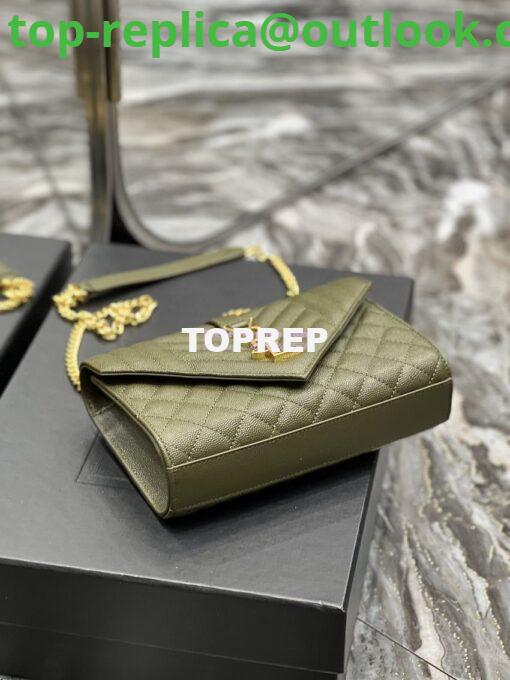 Replica Ysl Envelope Small Bag In Mix Matelasse Grain De Poudre Embossed Leather 526286 Olive Green 10