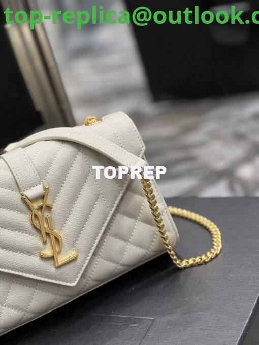 Replica Ysl Envelope Small Bag In Mix Matelasse Grain De Poudre Embossed Leather 526286 White Ghw 3