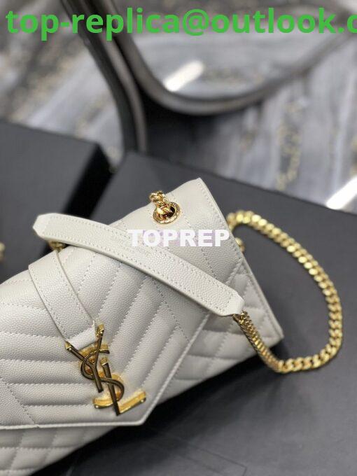 Replica Ysl Envelope Small Bag In Mix Matelasse Grain De Poudre Embossed Leather 526286 White Ghw 4