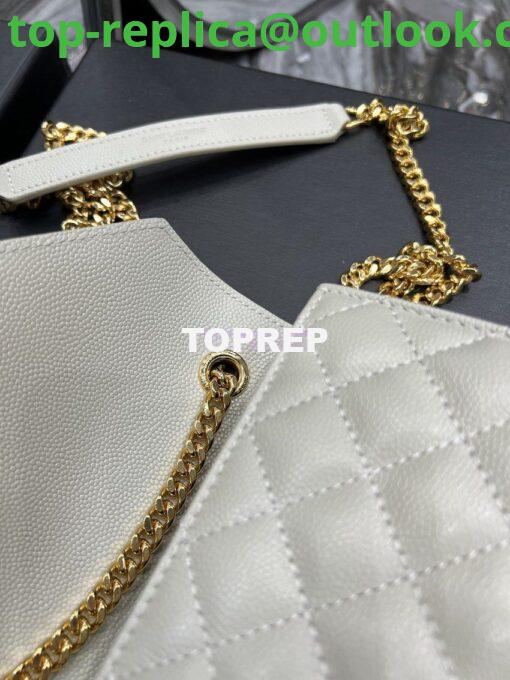 Replica Ysl Envelope Small Bag In Mix Matelasse Grain De Poudre Embossed Leather 526286 White Ghw 7