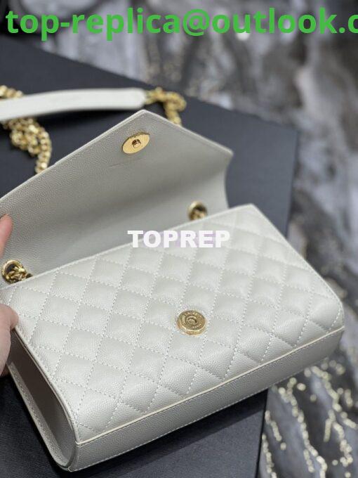 Replica Ysl Envelope Small Bag In Mix Matelasse Grain De Poudre Embossed Leather 526286 White Ghw 8