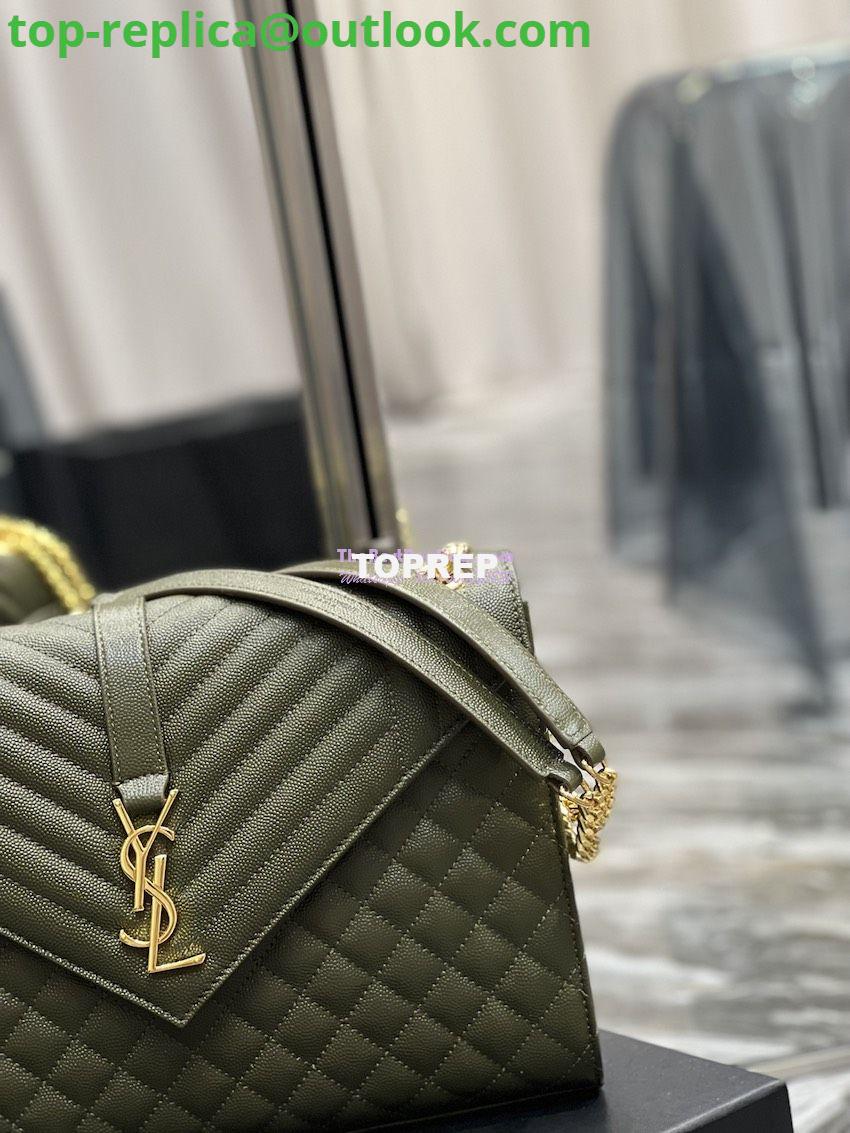 Replica YSL Saint Laurent Envelope Large Bag In Mix Matelasse Grain De Poudre Embossed Leather 487198 Olive Green with Gold Hardware 5 Replica YSL Saint Laurent Envelope Large Bag In Mix Matelasse Grain De Poudre Embossed Leather 487198 Olive Green with Gold Hardware 5