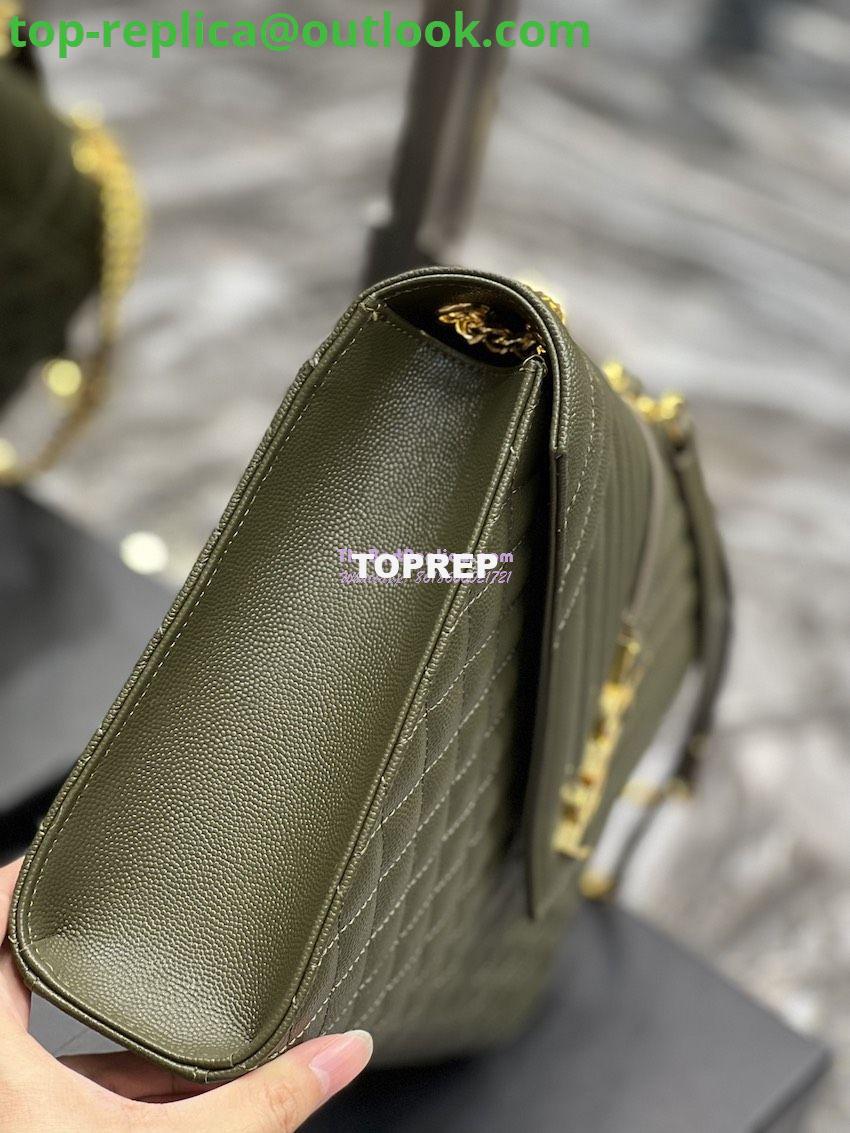 Replica YSL Saint Laurent Envelope Large Bag In Mix Matelasse Grain De Poudre Embossed Leather 487198 Olive Green with Gold Hardware 6 Replica YSL Saint Laurent Envelope Large Bag In Mix Matelasse Grain De Poudre Embossed Leather 487198 Olive Green with Gold Hardware 6