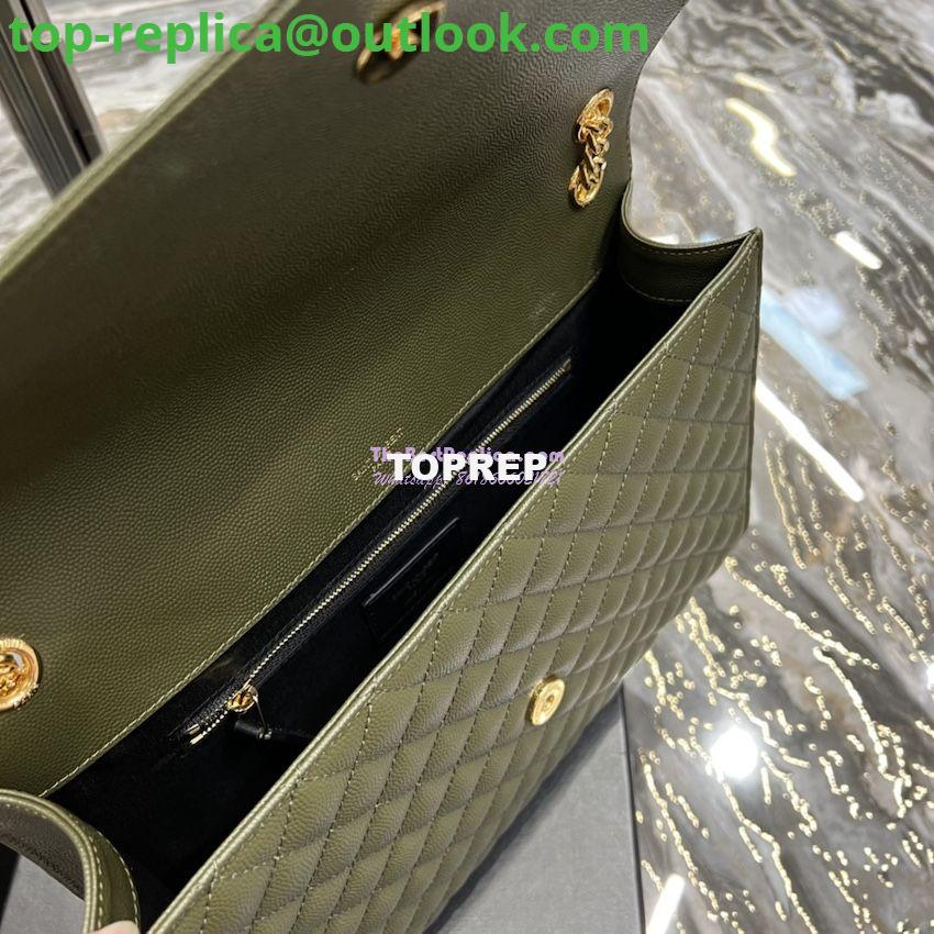 Replica YSL Saint Laurent Envelope Large Bag In Mix Matelasse Grain De Poudre Embossed Leather 487198 Olive Green with Gold Hardware 7 Replica YSL Saint Laurent Envelope Large Bag In Mix Matelasse Grain De Poudre Embossed Leather 487198 Olive Green with Gold Hardware 7