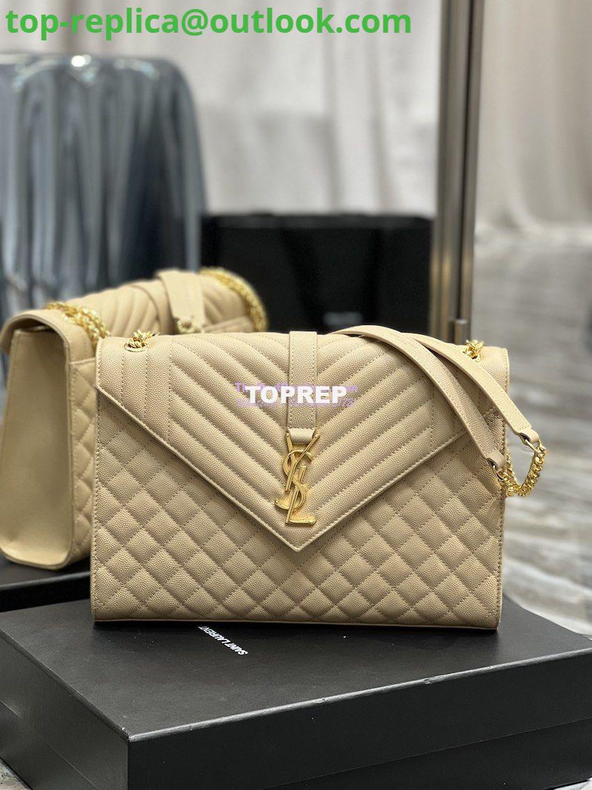 Replica YSL Saint Laurent Envelope Large Bag In Mix Matelasse Grain De Poudre Embossed Leather 487198 Beige with Gold Hardware 2 Replica YSL Saint Laurent Envelope Large Bag In Mix Matelasse Grain De Poudre Embossed Leather 487198 Beige with Gold Hardware 2