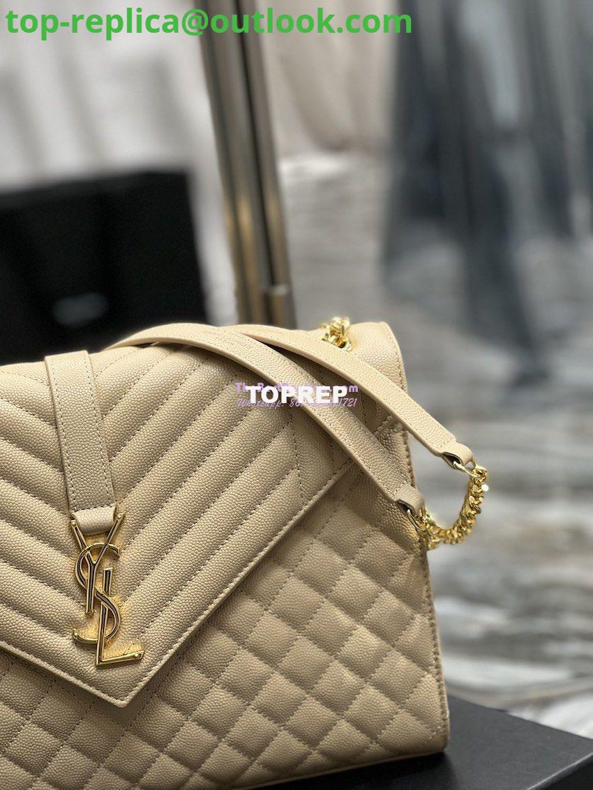 Replica YSL Saint Laurent Envelope Large Bag In Mix Matelasse Grain De Poudre Embossed Leather 487198 Beige with Gold Hardware 5 Replica YSL Saint Laurent Envelope Large Bag In Mix Matelasse Grain De Poudre Embossed Leather 487198 Beige with Gold Hardware 5