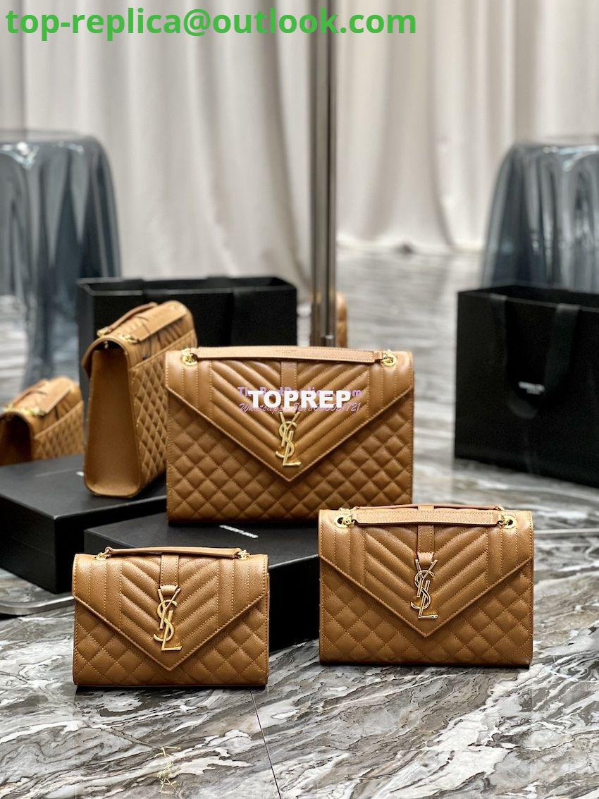 Replica YSL Saint Laurent Envelope Large Bag In Mix Matelasse Grain De Poudre Embossed Leather 487198 Caramel with Gold Hardware Replica YSL Saint Laurent Envelope Large Bag In Mix Matelasse Grain De Poudre Embossed Leather 487198 Caramel with Gold Hardware