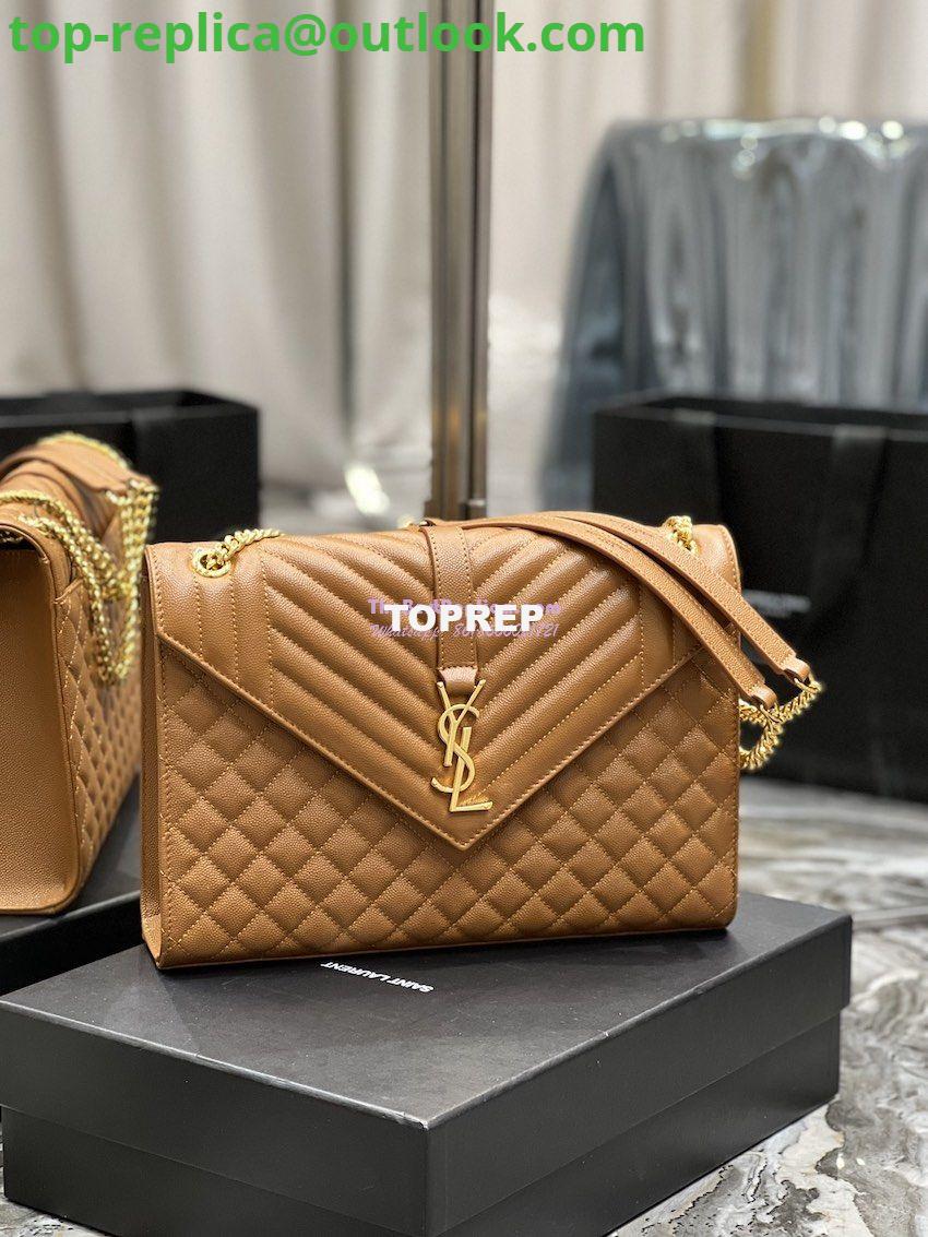 Replica YSL Saint Laurent Envelope Large Bag In Mix Matelasse Grain De Poudre Embossed Leather 487198 Caramel with Gold Hardware 2 Replica YSL Saint Laurent Envelope Large Bag In Mix Matelasse Grain De Poudre Embossed Leather 487198 Caramel with Gold Hardware 2