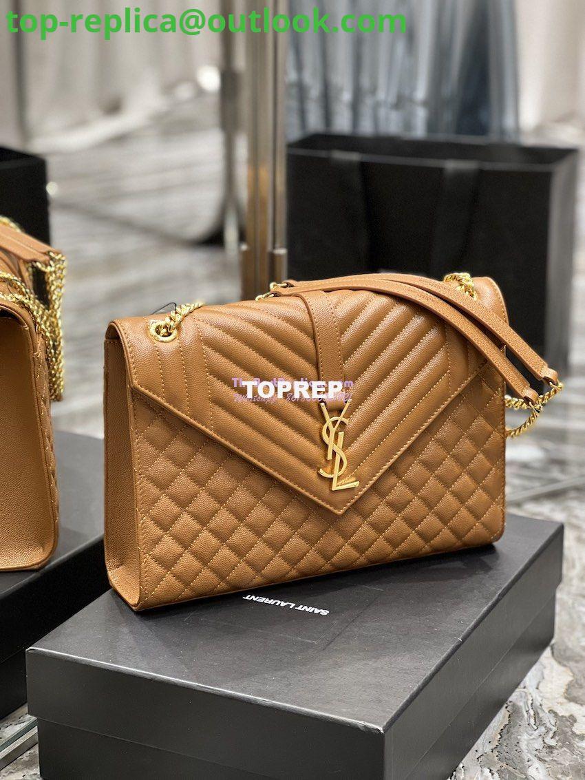 Replica YSL Saint Laurent Envelope Large Bag In Mix Matelasse Grain De Poudre Embossed Leather 487198 Caramel with Gold Hardware 3 Replica YSL Saint Laurent Envelope Large Bag In Mix Matelasse Grain De Poudre Embossed Leather 487198 Caramel with Gold Hardware 3
