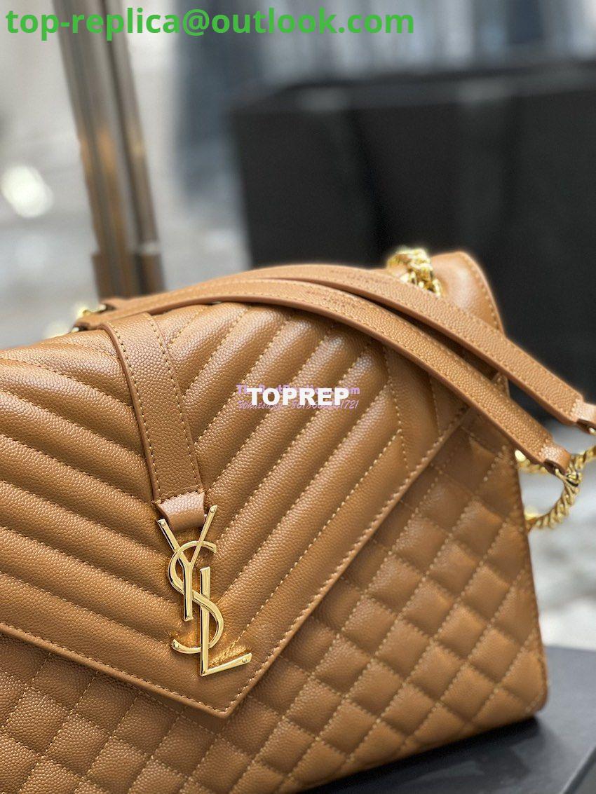 Replica YSL Saint Laurent Envelope Large Bag In Mix Matelasse Grain De Poudre Embossed Leather 487198 Caramel with Gold Hardware 4 Replica YSL Saint Laurent Envelope Large Bag In Mix Matelasse Grain De Poudre Embossed Leather 487198 Caramel with Gold Hardware 4