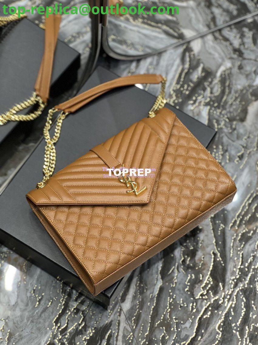 Replica YSL Saint Laurent Envelope Large Bag In Mix Matelasse Grain De Poudre Embossed Leather 487198 Caramel with Gold Hardware 5 Replica YSL Saint Laurent Envelope Large Bag In Mix Matelasse Grain De Poudre Embossed Leather 487198 Caramel with Gold Hardware 5