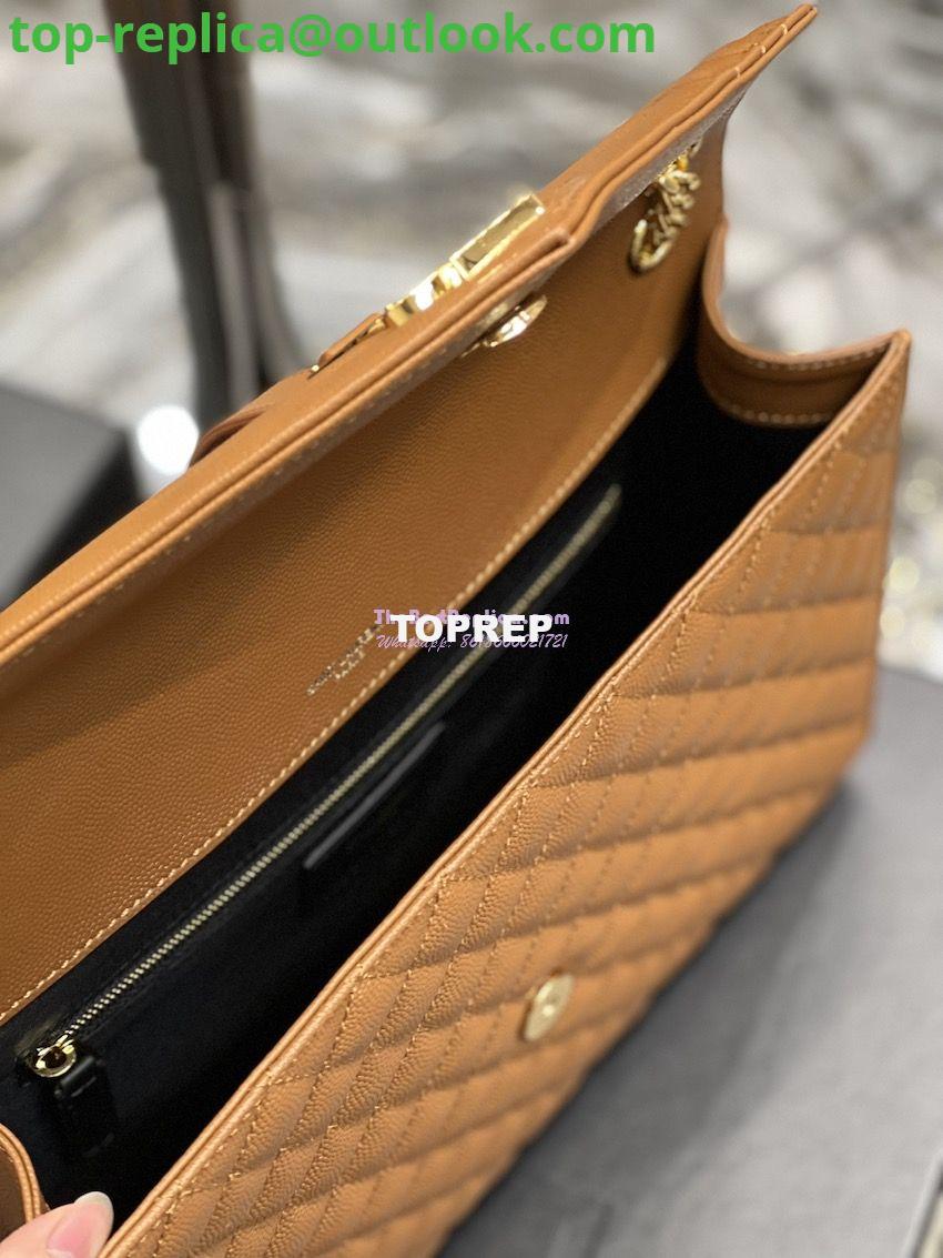 Replica YSL Saint Laurent Envelope Large Bag In Mix Matelasse Grain De Poudre Embossed Leather 487198 Caramel with Gold Hardware 7 Replica YSL Saint Laurent Envelope Large Bag In Mix Matelasse Grain De Poudre Embossed Leather 487198 Caramel with Gold Hardware 7