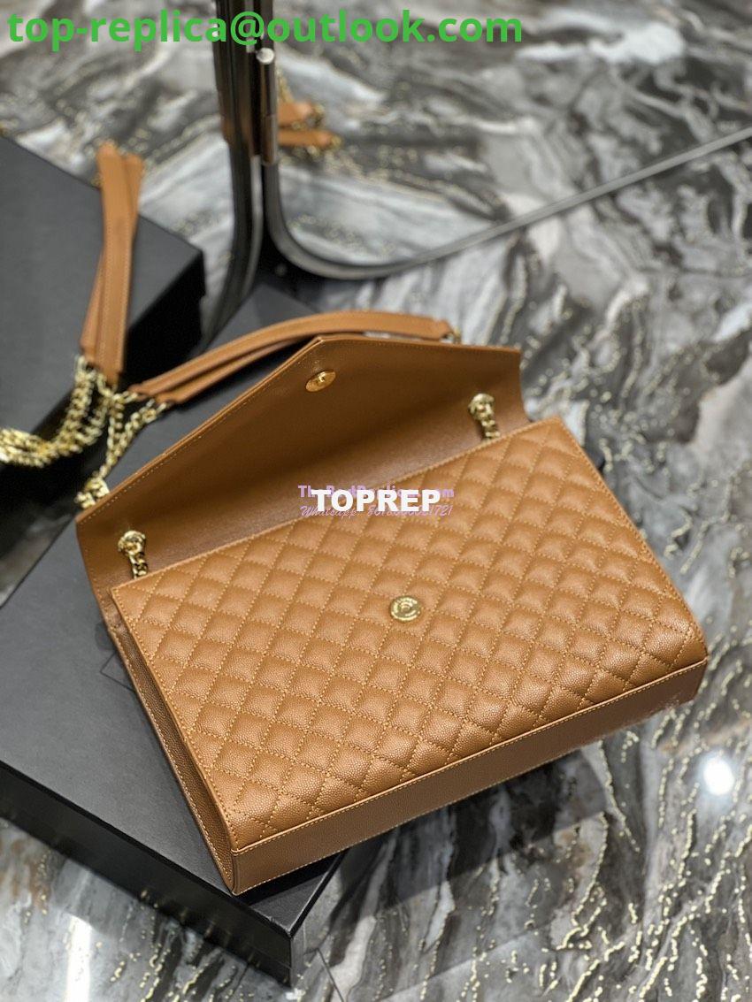 Replica YSL Saint Laurent Envelope Large Bag In Mix Matelasse Grain De Poudre Embossed Leather 487198 Caramel with Gold Hardware 8 Replica YSL Saint Laurent Envelope Large Bag In Mix Matelasse Grain De Poudre Embossed Leather 487198 Caramel with Gold Hardware 8