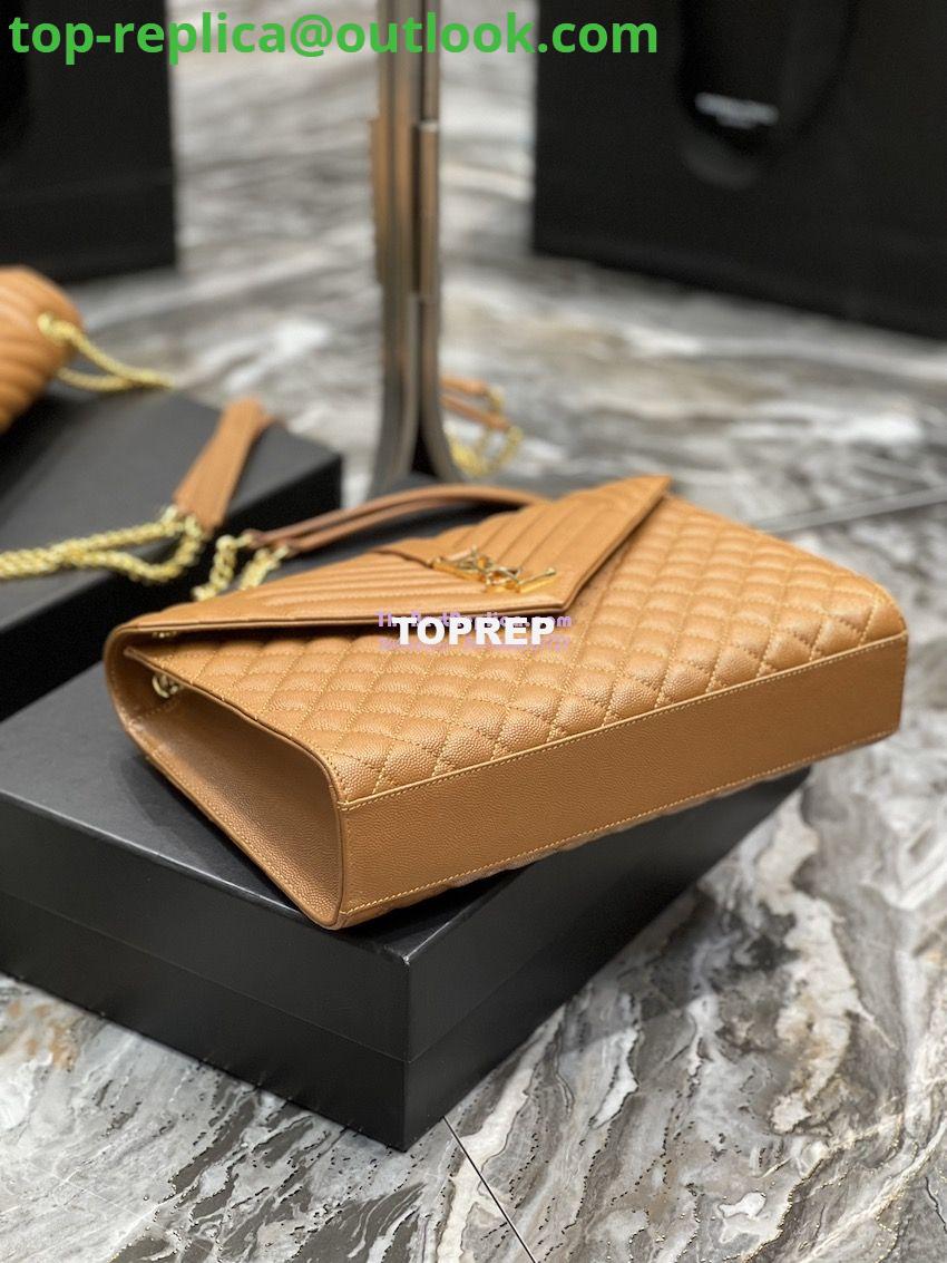 Replica YSL Saint Laurent Envelope Large Bag In Mix Matelasse Grain De Poudre Embossed Leather 487198 Caramel with Gold Hardware 11 Replica YSL Saint Laurent Envelope Large Bag In Mix Matelasse Grain De Poudre Embossed Leather 487198 Caramel with Gold Hardware 11