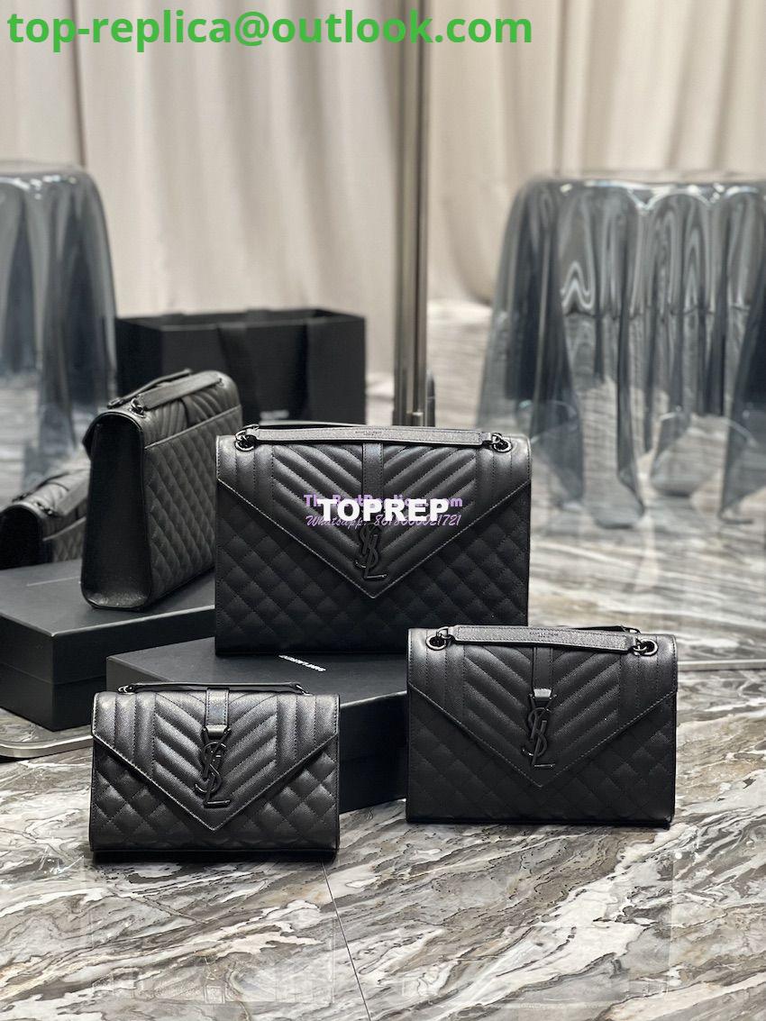 Replica YSL Saint Laurent Envelope Large Bag In Mix Matelasse Grain De Poudre Embossed Leather 487198 Black with Black Hardware Replica YSL Saint Laurent Envelope Large Bag In Mix Matelasse Grain De Poudre Embossed Leather 487198 Black with Black Hardware